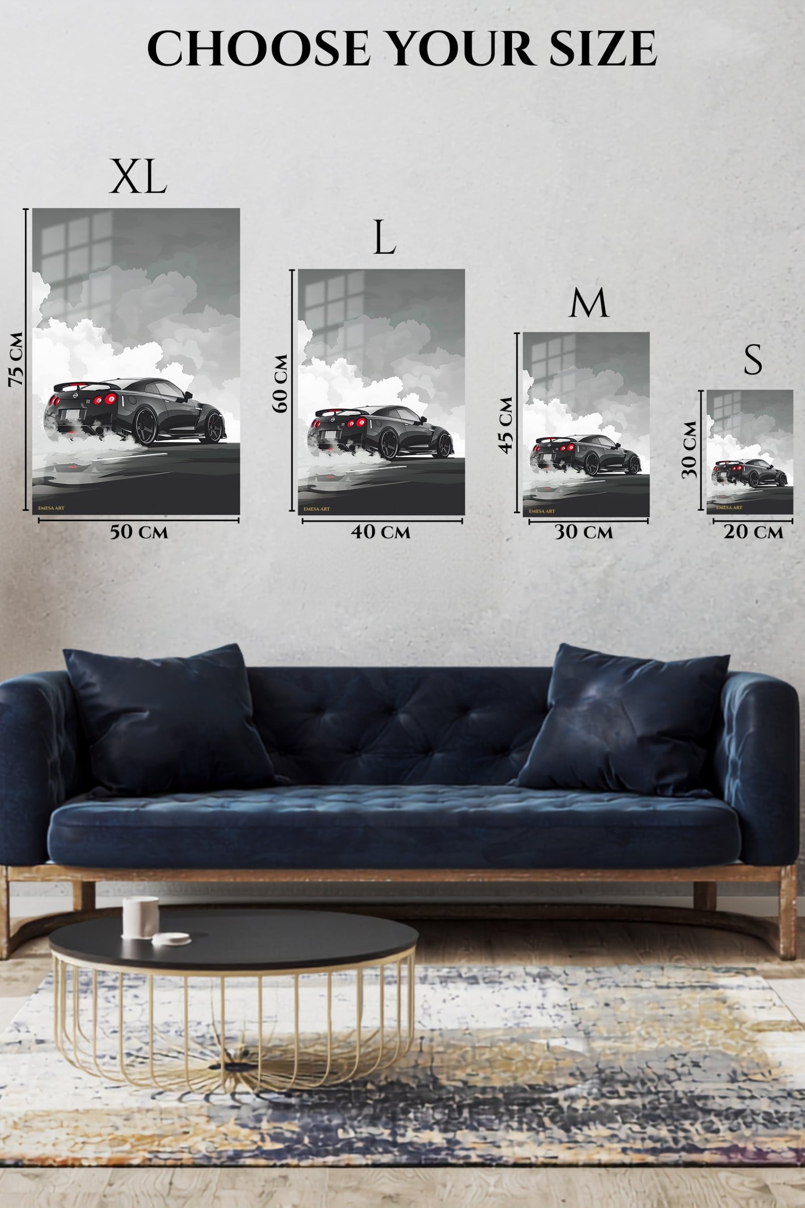 Black Performance Coupe in Smoke metal wall art print, view 6
