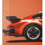 Red Sports Car Rear Detail metal wall art print