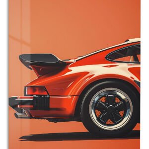 Red Sports Car Rear Detail metal wall art print