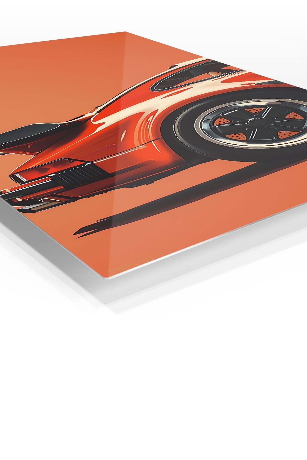 Red Sports Car Rear Detail metal wall art print, view 2