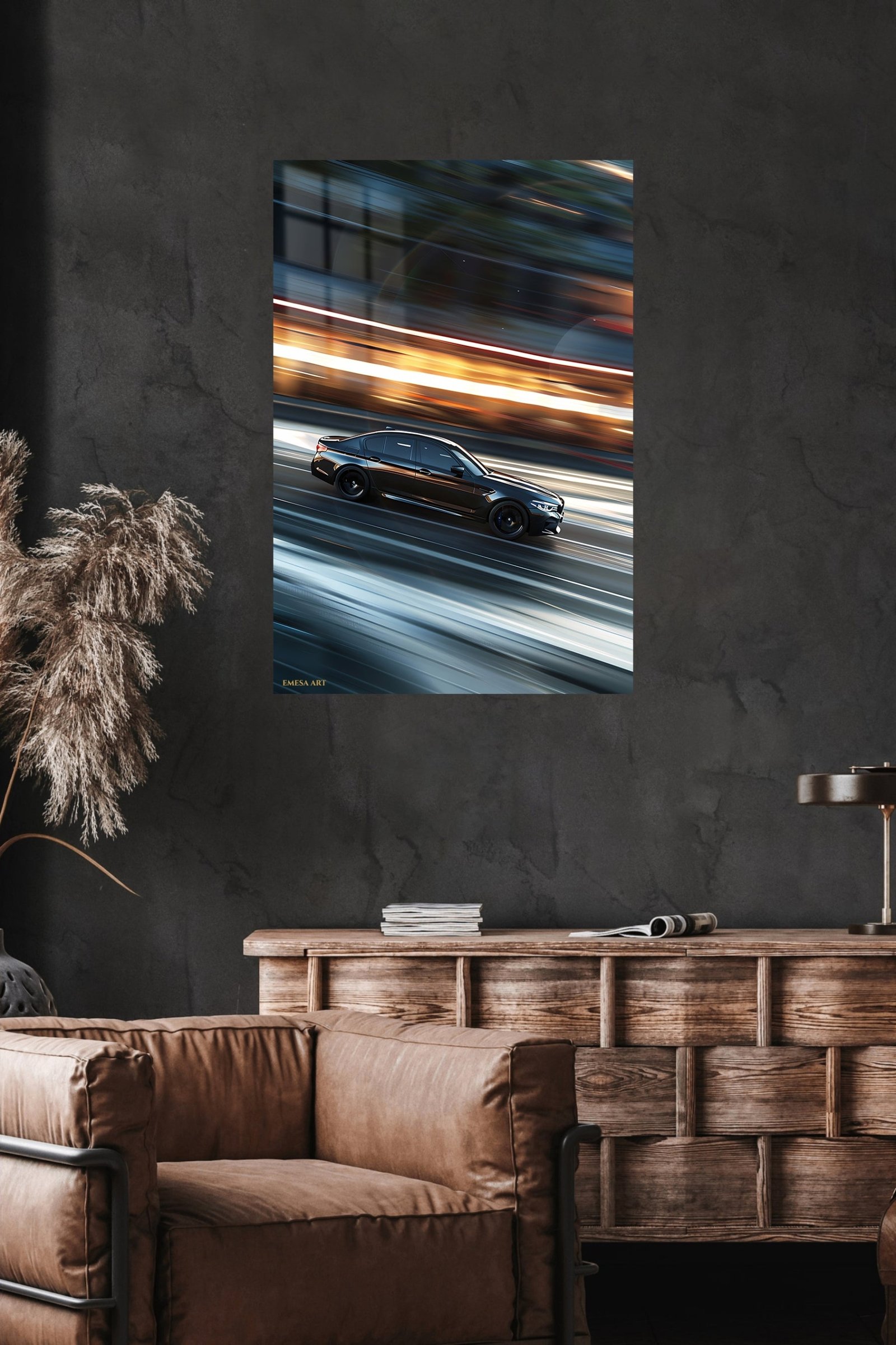 Midnight Velocity Sedan metal wall art print, view 4