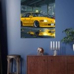 Yellow Street Coupe Under City Overpass metal wall art print, view 4