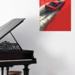 Red Sports Car on Painted Road metal wall art print, view 5