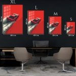 Red Sports Car on Painted Road metal wall art print, view 6