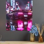 Neon Supercar After Rain metal wall art print, view 4