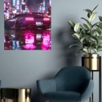 Neon Supercar After Rain metal wall art print, view 5