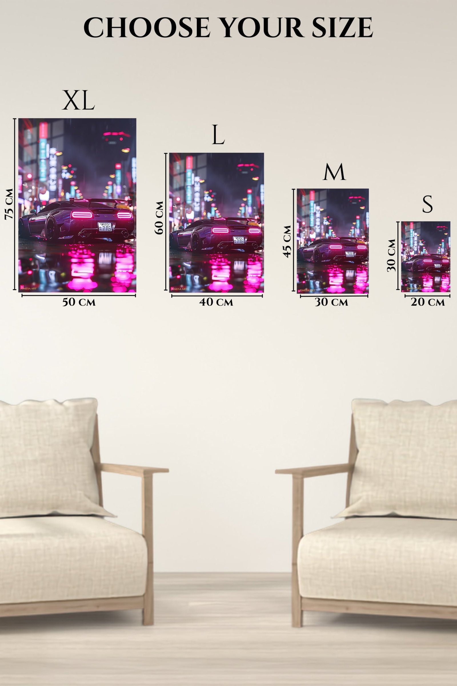 Neon Supercar After Rain metal wall art print, view 6