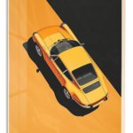 Golden Sports Car in Shadow metal wall art print
