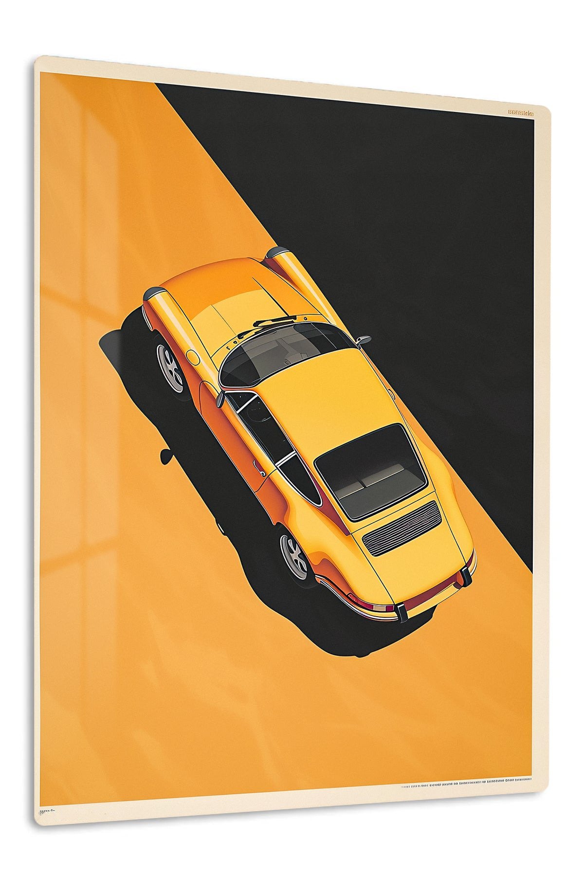 Golden Sports Car in Shadow metal wall art print