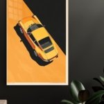 Golden Sports Car in Shadow metal wall art print, view 4