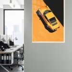 Golden Sports Car in Shadow metal wall art print, view 5