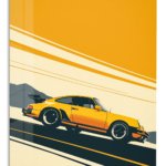 Golden Coupe on Mountain Road metal wall art print