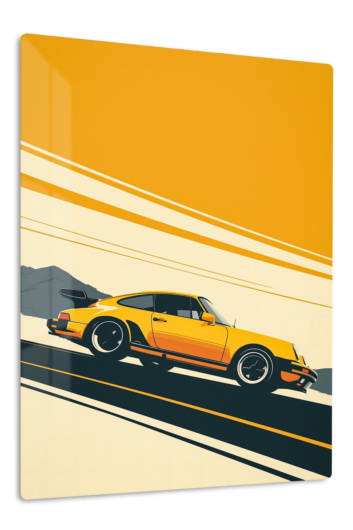 Golden Coupe on Mountain Road metal wall art print