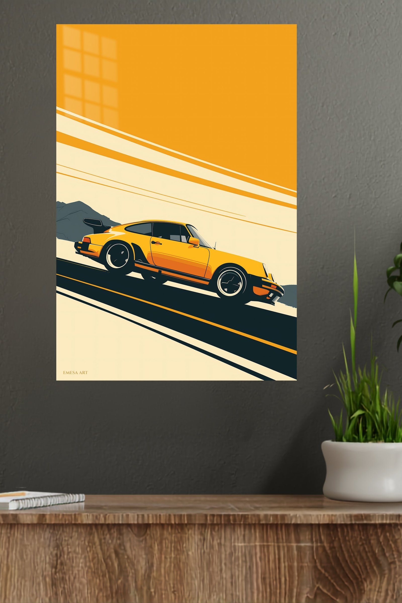 Golden Coupe on Mountain Road metal wall art print, view 4