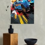 Blue Sports Car Paint Splash metal wall art print, view 4