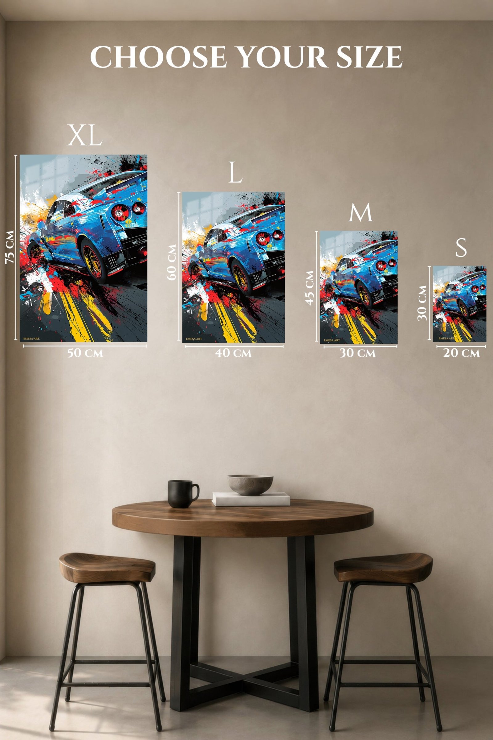Blue Sports Car Paint Splash metal wall art print, view 6
