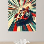 Red Number 5 Racing Car metal wall art print, view 4