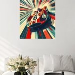 Red Number 5 Racing Car metal wall art print, view 5