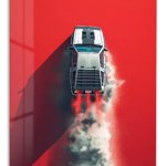 Silver Sports Car Burnout metal wall art print