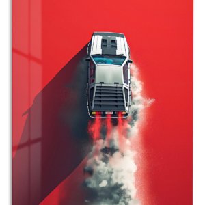 Silver Sports Car Burnout metal wall art print
