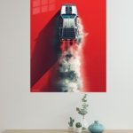 Silver Sports Car Burnout metal wall art print, view 4