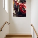 Crimson Sports Car Reflections metal wall art print, view 5