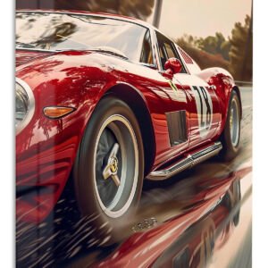 Crimson Vintage Racing Roadster metal wall art print