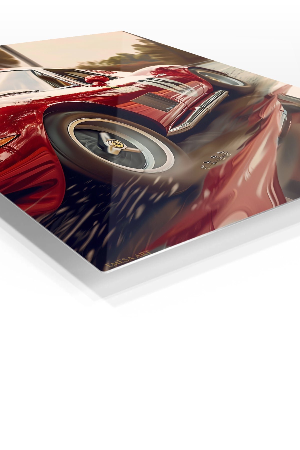 Crimson Vintage Racing Roadster metal wall art print, view 2