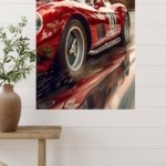 Crimson Vintage Racing Roadster metal wall art print, view 4