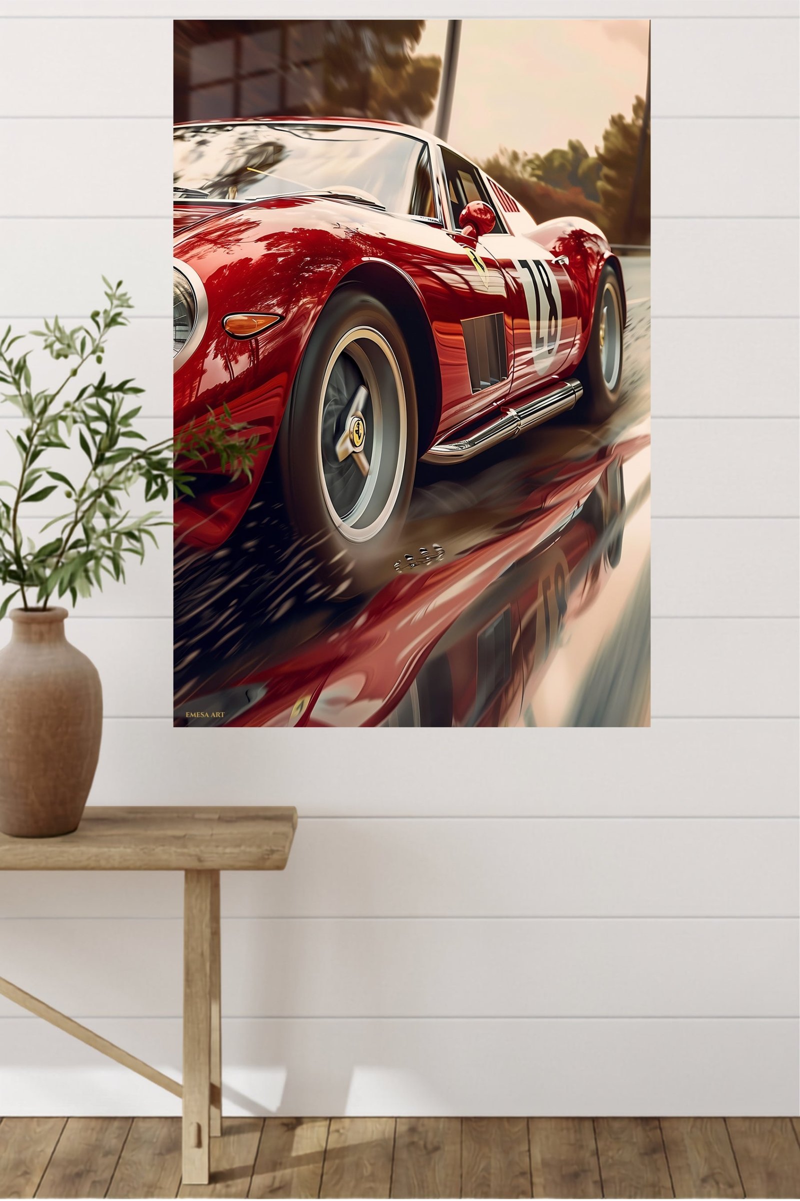 Crimson Vintage Racing Roadster metal wall art print, view 4