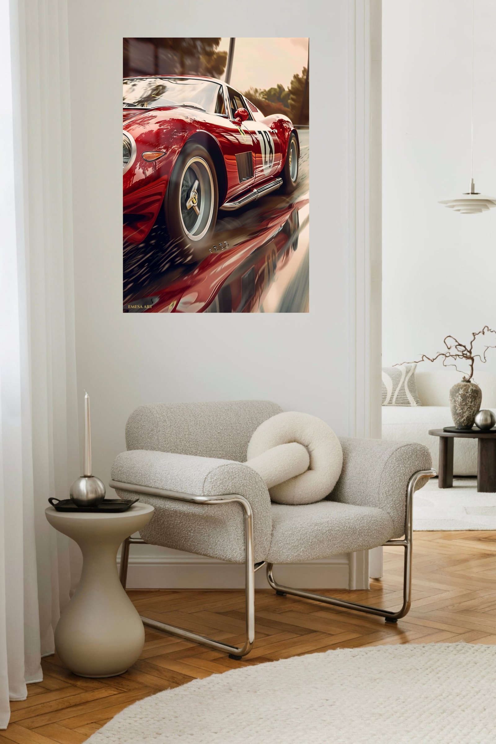 Crimson Vintage Racing Roadster metal wall art print, view 5
