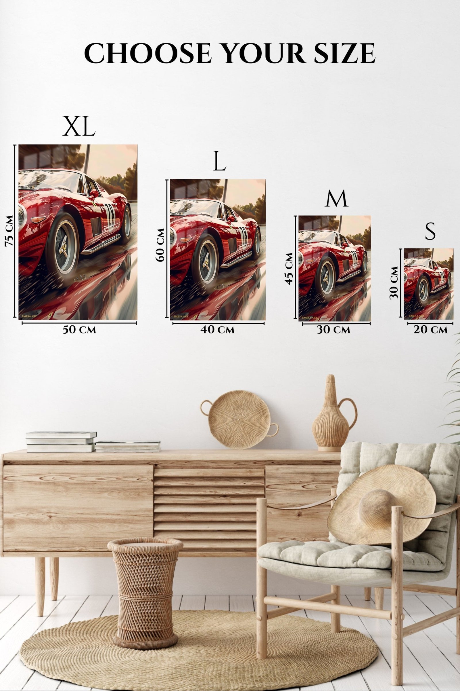 Crimson Vintage Racing Roadster metal wall art print, view 6
