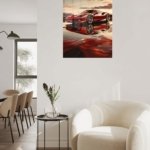 Red Supercar Sunset Reflection metal wall art print, view 5