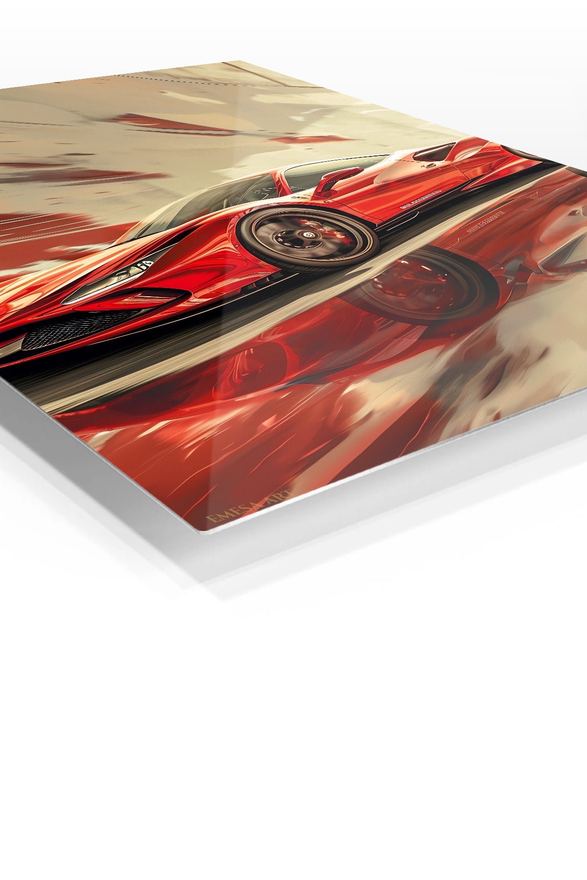 Crimson Velocity Sports Car metal wall art print, view 2