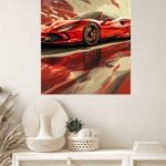 Crimson Velocity Sports Car metal wall art print, view 4