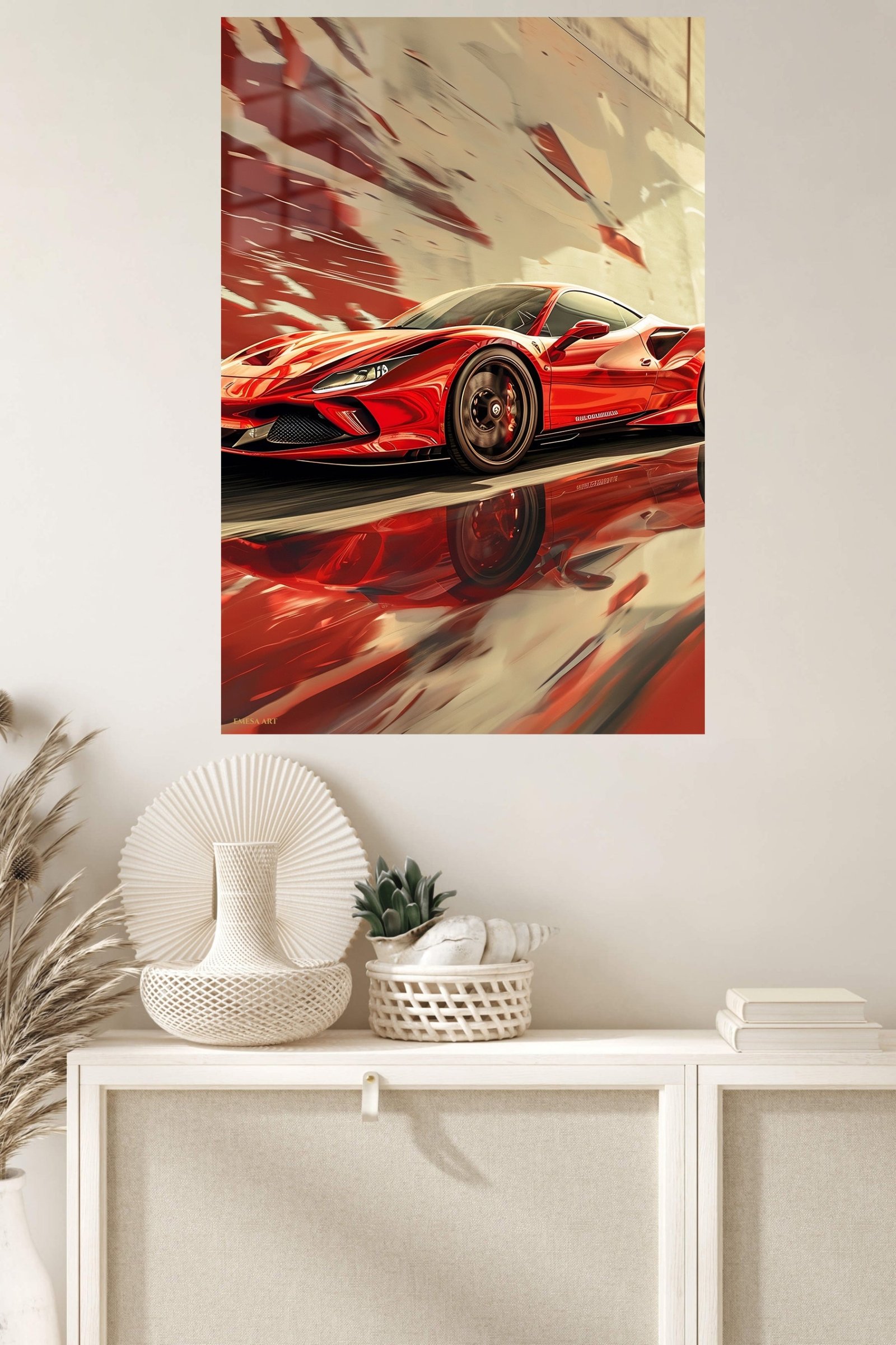 Crimson Velocity Sports Car metal wall art print, view 4