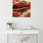 Crimson Velocity Sports Car metal wall art print, view 5