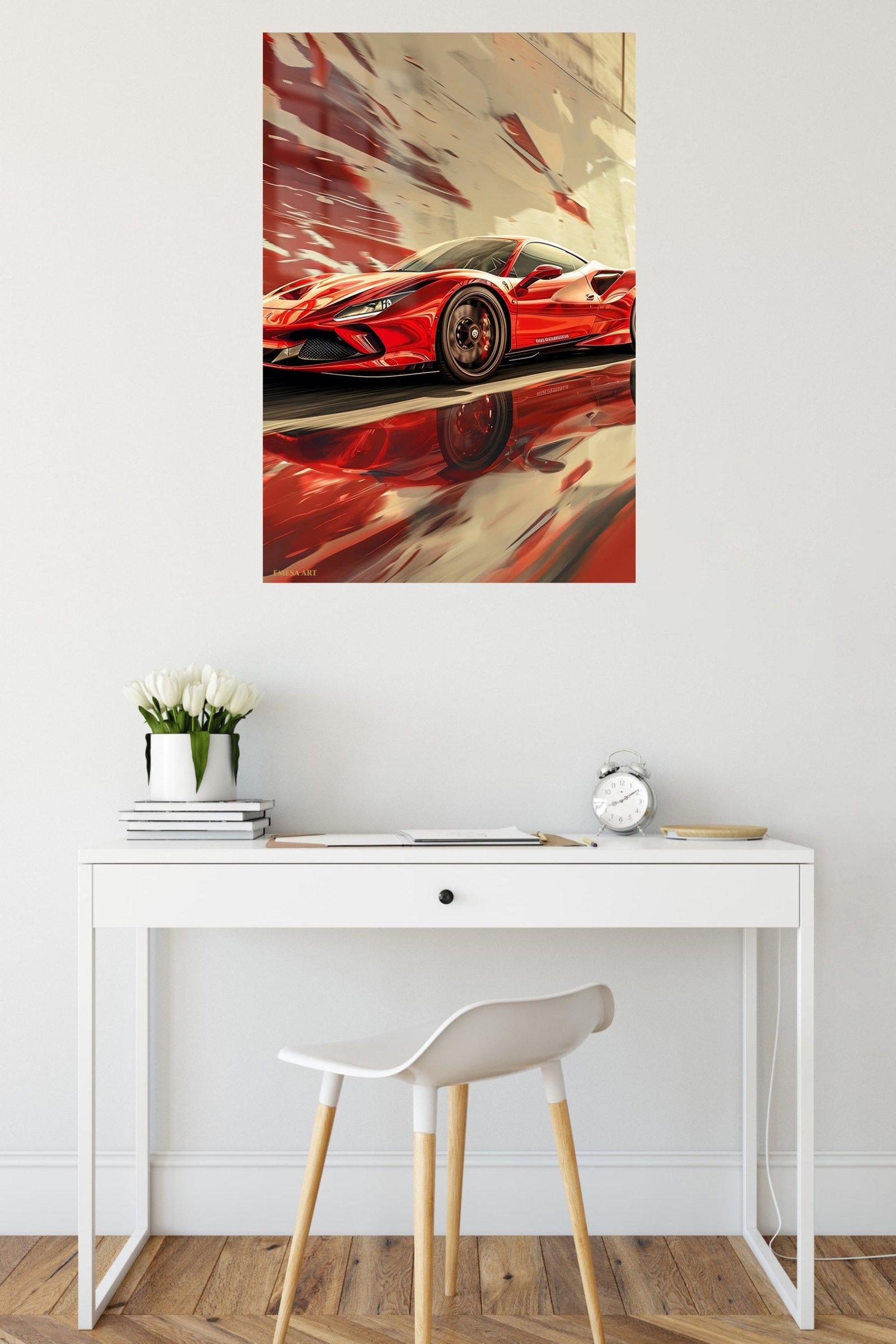 Crimson Velocity Sports Car metal wall art print, view 5