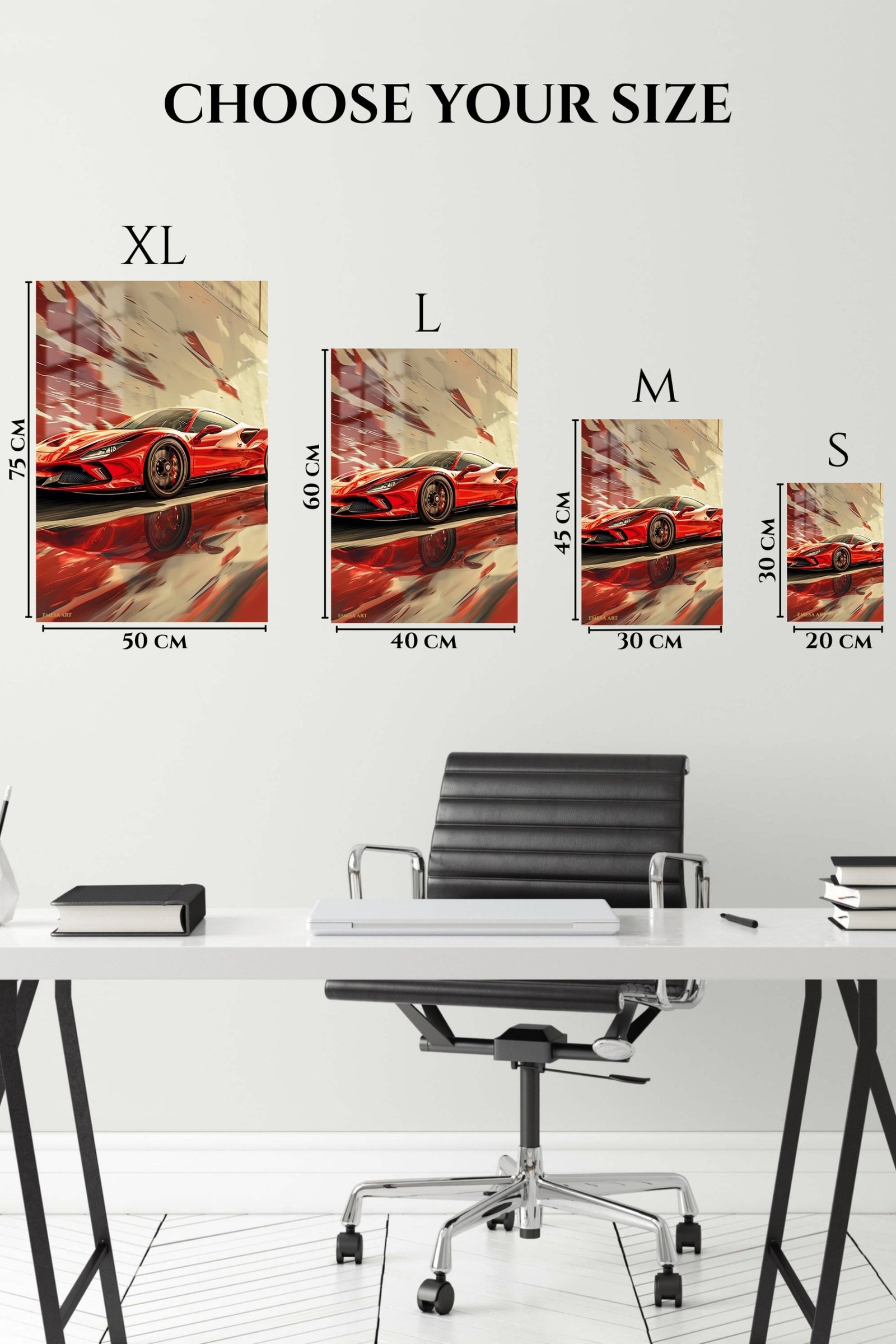 Crimson Velocity Sports Car metal wall art print, view 6