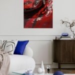 Crimson Vintage Sports Car Reflection metal wall art print, view 5