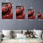Crimson Vintage Sports Car Reflection metal wall art print, view 6