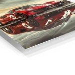Red Racing Coupe in the Rain metal wall art print, view 2