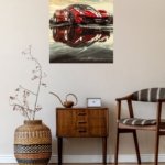 Red Racing Coupe in the Rain metal wall art print, view 5