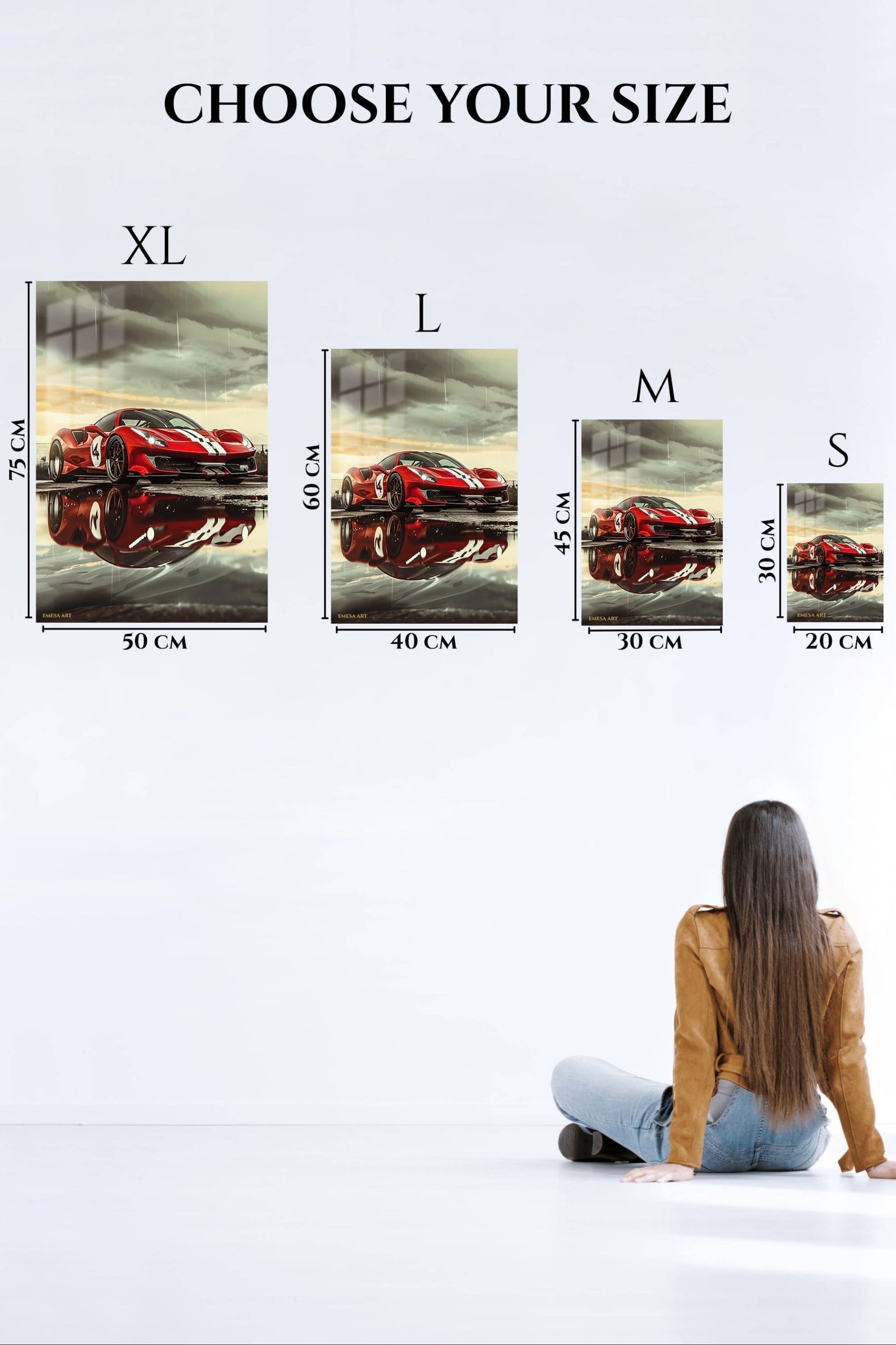 Red Racing Coupe in the Rain metal wall art print, view 6