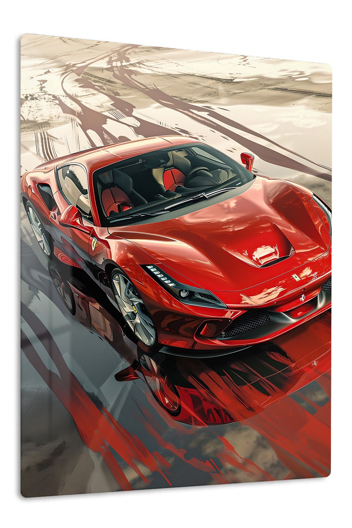Crimson Supercar Reflections metal wall art print