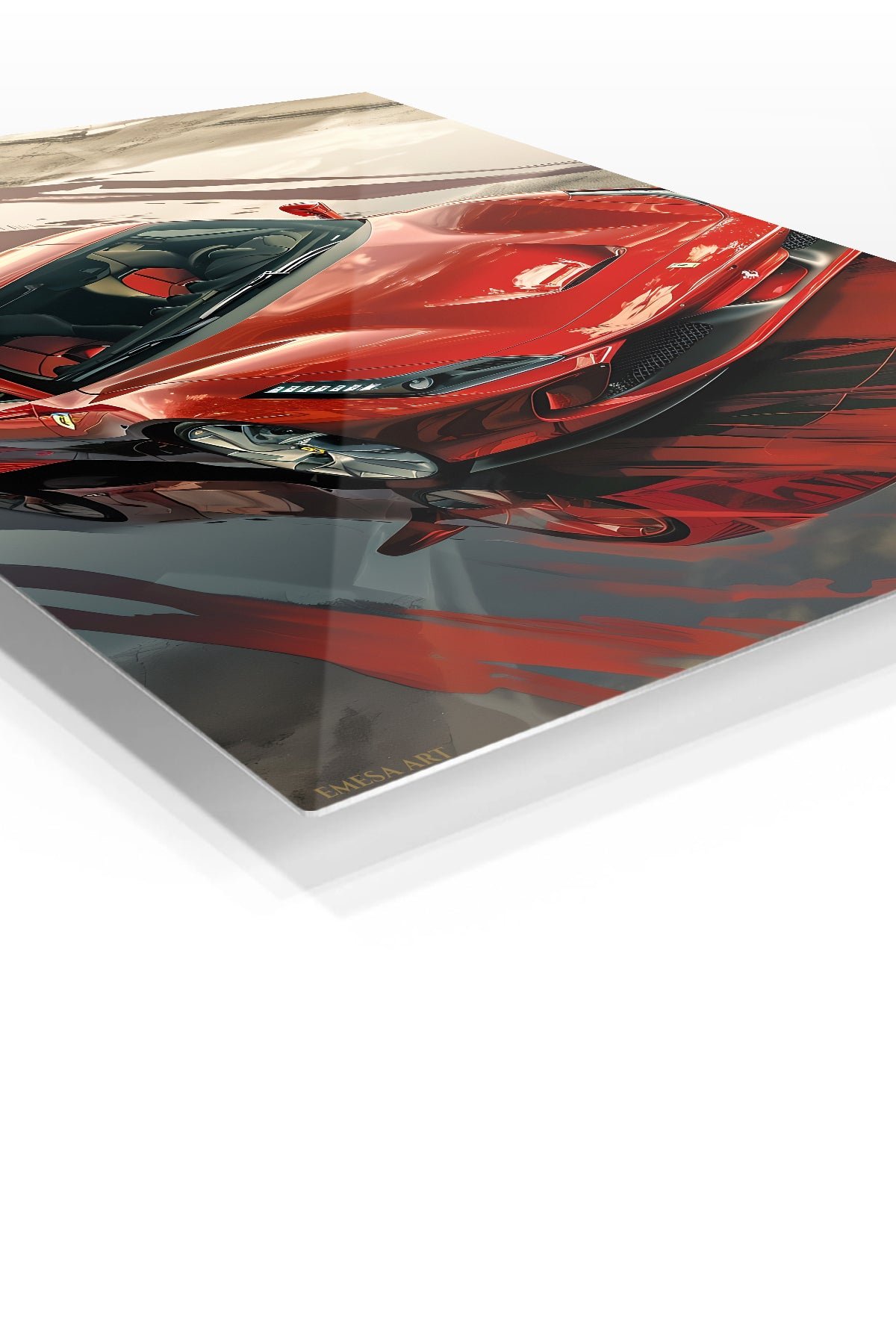 Crimson Supercar Reflections metal wall art print, view 2