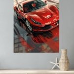 Crimson Supercar Reflections metal wall art print, view 4