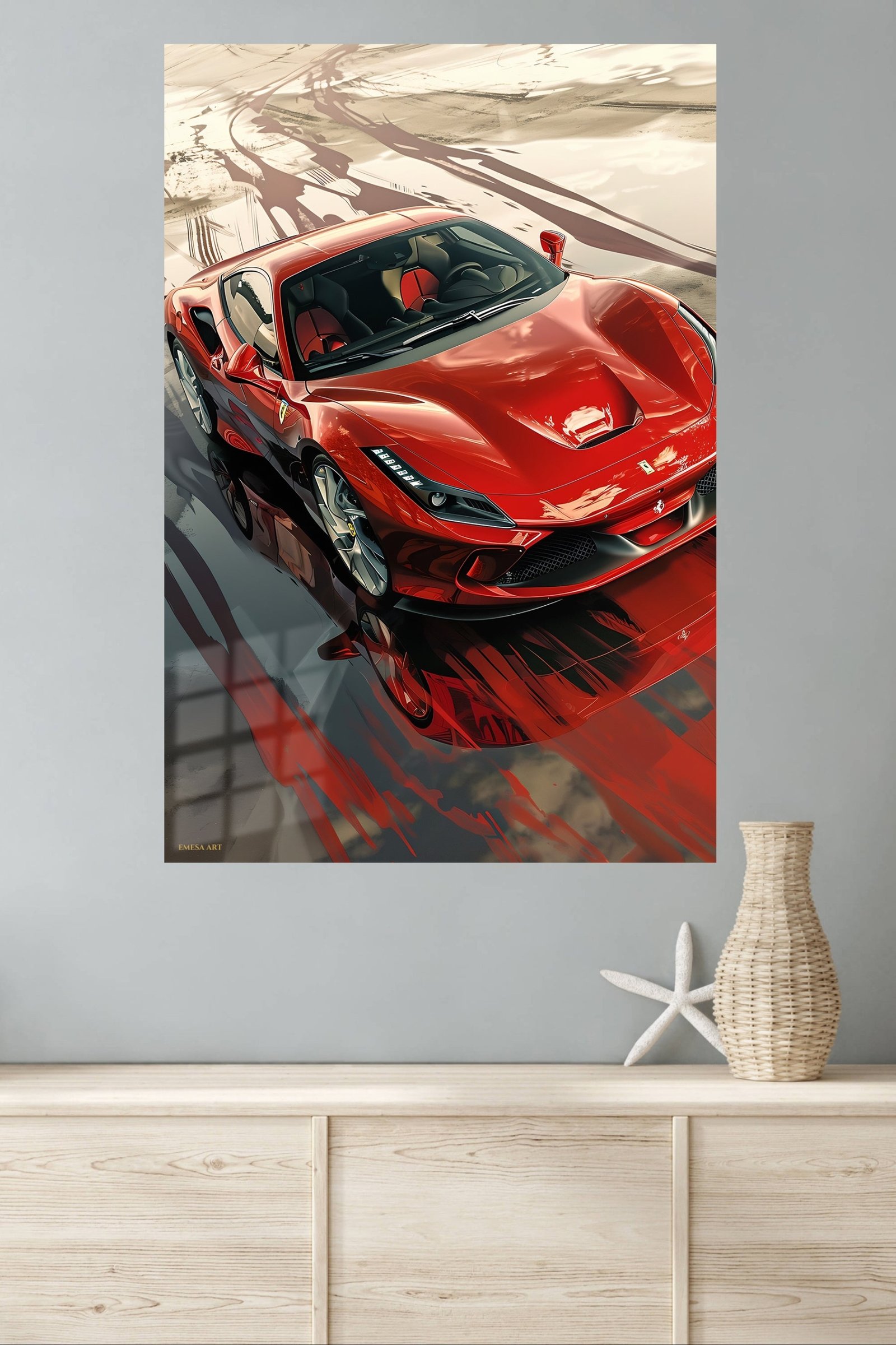 Crimson Supercar Reflections metal wall art print, view 4