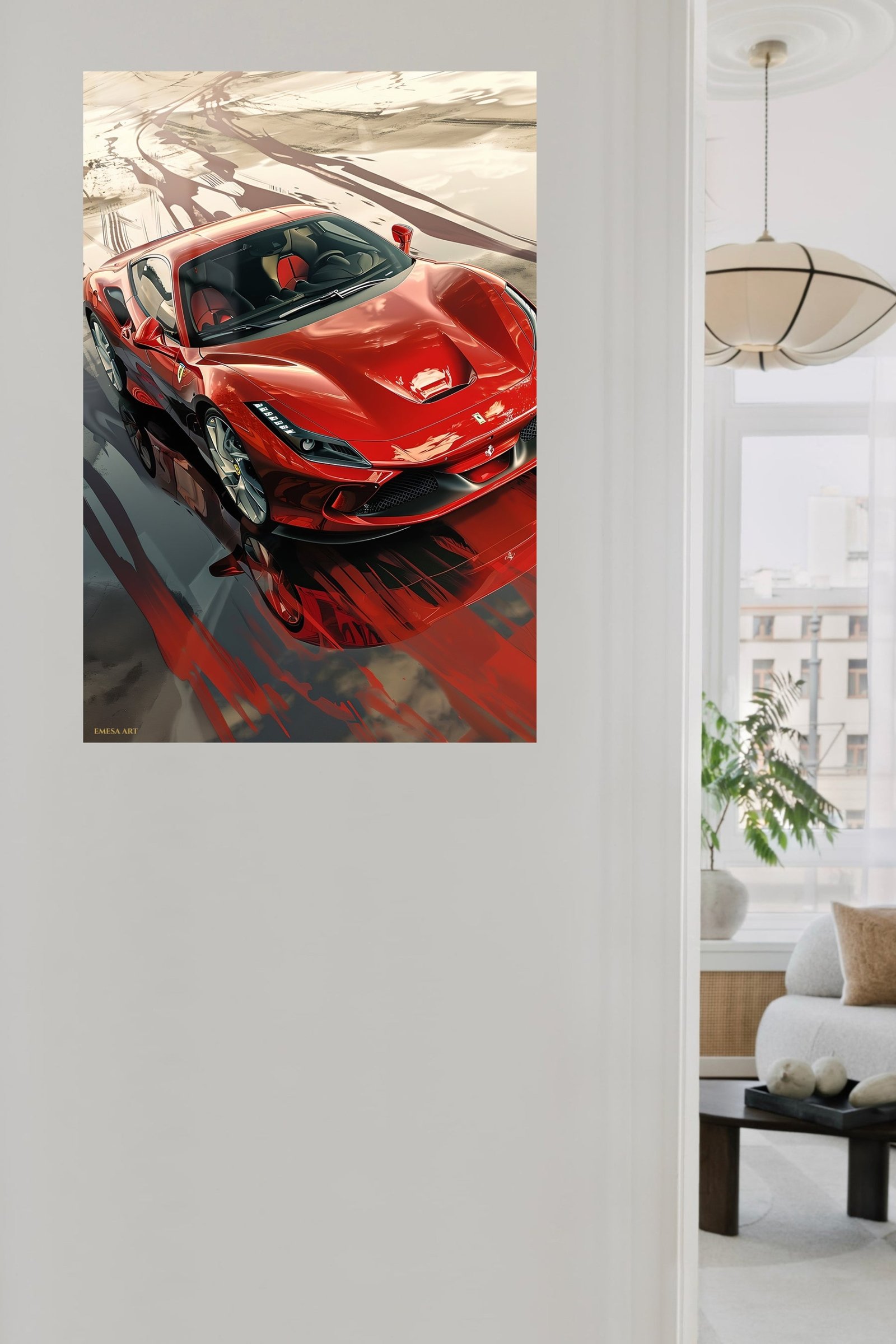 Crimson Supercar Reflections metal wall art print, view 5