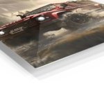 Red Off-Road Truck in Stormy Forest metal wall art print, view 2